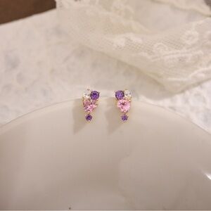 Dainty Pink and Purple Opal Earrings